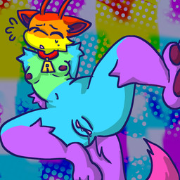 abstract_background anthro bodily_fluids breasts clitoris collar colorful_background eyes_closed female genital_fluids genitals humanoid_genitalia humanoid_vulva nipples open_mouth paws raised_leg small_breasts solo sweat sweatdrop tail vaginal_fluids vulva speedcoredandy neopets aisha_(neopets) neopet_(species) rainbow_neopet 1:1 cel_shading hi_res shaded