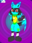 anthro black_body black_fur blue_body blue_fur footprint fur hair male pawprint red_eyes solo tail yellow_body yellow_fur marquis2007 nintendo pokemon canid canine generation_4_pokemon lucario mammal pokemon_(species) 2010 3:4