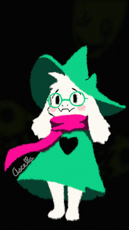 anthro black_background blush clothing duo eyewear floppy_ears fur glasses green_clothing green_eyewear green_glasses green_hat green_headwear green_robe hat head_tuft headgear headwear hidden_face horn male pink_scarf robe scarf simple_background simple_eyes text tuft white_body white_fur ascella_(artist) deltarune undertale undertale_(series) gaster ralsei darkner 9:16 artist_name hi_res signature