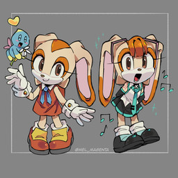 anthro brown_eyes clothing dress female footwear open_mouth shoes simple_background standing young young_female mel_syah sega sonic_the_hedgehog_(series) vocaloid yamaha_corporation cheese_the_chao cream_the_rabbit hatsune_miku lagomorph leporid mammal rabbit 1:1 hi_res