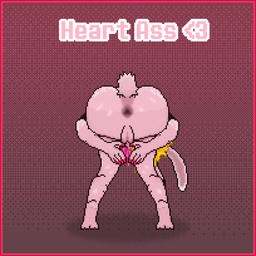 anthro blonde_hair border butt butt_heart colored_nails female fur genitals hair heart_symbol nails nude nude_female pink_body pink_fur pose rear_view red_border solo text trending_pose vulva milkybun29 praise_da_booty_(meme) milky_rivas lagomorph mammal 1:1 digital_media_(artwork) meme pixel_(artwork)
