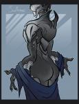 anthro black_border border butt butt_pose female nude pose simple_background smile solo standing scottieman bioware electronic_arts mass_effect fan_character alien turian 2018 absurd_res digital_media_(artwork) hi_res