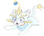 blue_body blue_eyes blue_fur bodily_fluids cute_fangs fangs female feral fur inner_ear_fluff open_mouth paws solo tail tail_tuft tears teeth tuft whiskers yellow_body yellow_fur podo league_of_legends riot_games tencent yuumi_(lol) guide_lines sketch