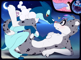 3_fingers 3_toes 4_fingers anthro anthro_on_anthro arm_markings back_markings beach biped black_body black_fur black_markings black_tail blue_body blue_eyes blue_hair blue_penis blue_sky blue_tail blue_teeth bodily_fluids breasts crescent_moon crossgender crouching cum cum_in_uterus cum_in_vagina cum_inside detailed_background digitigrade dipstick_tail duo ejaculation erection eye_contact face_to_face fangs featureless_breasts feet female female_anthro female_penetrated fingers from_front_position fur fur_markings genital_fluids genitals gloves_(marking) grey_body grey_ears grey_fur grey_tail hair hand_on_breast head_markings impregnation internal internal_vaginal interspecies interspecies_impregnation leg_markings legs_up looking_at_another looking_at_partner lying male male/female male_anthro male_penetrating male_penetrating_female markings moon mouth_closed multicolored_body multicolored_fur multicolored_tail night nude nude_anthro nude_female nude_male on_back orgasm outside outside_sex ovum penetration penile penile_penetration penis penis_in_uterus penis_in_vagina pink_nose red_eyes sand sea seaside semi-anthro sex sky small_breasts small_tail snout socks_(marking) spots spotted_arms spotted_back spotted_body spotted_ears spotted_fur spotted_head spotted_legs spotted_markings surprised sweat tail tail_around_partner tail_markings tapering_penis teeth toes uterus vaginal vaginal_penetration water whiskers white_body white_fur white_inner_ear white_markings white_tail white_tail_tip yellow_sclera meraence nintendo pokemon edmon fan_character amphibian frog frogadier generation_6_pokemon pokemon_(species) 2023 digital_media_(artwork)