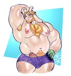 armpit_hair beard big_muscles bodily_fluids body_hair clothed clothing erection facial_hair foreskin genital_fluids genitals horn male muscular muscular_male navel nipples pecs penis penis_poking_out penis_through_underwear precum pubes solo egg_concept undertale_(series) asgore_dreemurr boss_monster_(undertale) absurd_res digital_drawing_(artwork) digital_media_(artwork) hi_res