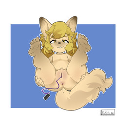 anthro anus blonde_hair blue_background border butt feet female genitals hair half-closed_eyes legs_up looking_at_viewer lying narrowed_eyes nude nude_female on_back penetration presenting sex_toy sex_toy_in_vagina sex_toy_insertion simple_background soles solo tail vaginal vaginal_penetration vibrator vibrator_in_vagina vulva white_border yellow_eyes young young_anthro young_female nanuna cyberconnect2 fuga:_melodies_of_steel little_tail_bronx mei_marzipan canid canine caninu canis domestic_dog german_shepherd herding_dog mammal pastoral_dog 2026