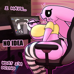 anthro big_breasts big_butt big_penis biped black_sclera breasts butt clothed clothing computer dialogue duo electronics emanata eyelashes female floppy_ears footwear genitals glistening heart_symbol holding_object inside legwear long_ears looking_at_viewer lop_ears male monotone_body night nude nude_male open_mouth outline panties penis pink_body side_view sitting socks text thick_thighs thigh_highs topwear under_boob underwear user_interface white_eyes wide_hips yellow_clothing oxyoxyoxyox licorice_(oxyoxyoxyox) marshmallow_(oxyoxyoxyox) lagomorph leporid mammal rabbit 1:1 2024 artist_name digital_drawing_(artwork) digital_media_(artwork) english_text hi_res
