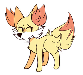 ambiguous_gender digitigrade dipstick_tail feral frown fur head_turned looking_aside markings orange_body orange_fur quadruped shadow sharp_teeth side_view simple_background snaggle_tooth solo standing tail tail_markings teeth text white_background white_body white_fur yellow_body yellow_fur marilyn-toxic nintendo pokemon fennekin generation_6_pokemon pokemon_(species) absurd_res artist_name colored full-length_portrait hi_res portrait shaded