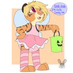 anthro blonde_hair bottomwear brown_body brown_ears brown_fur brown_stripes bucket clothed clothing container diaper facial_markings fangs female footwear front_view fur glistening glistening_hair hair hand_on_hip head_markings holding_bucket holding_container holding_object legwear logo looking_up markings open_mouth orange_body orange_fur pattern_clothing pattern_footwear pattern_legwear pattern_socks pink_bottomwear pink_clothing pink_diaper pink_footwear pink_nose pink_skirt pink_socks pink_tongue pink_topwear pupils purple_eyes purple_pupils simple_background skirt socks solo speech_bubble spots spotted_arms spotted_body spotted_face spotted_fur spotted_legs standing striped_arms striped_body striped_clothing striped_face striped_footwear striped_fur striped_legs striped_socks stripes teeth text toeless_footwear toeless_socks tongue topwear wearing_diaper young young_anthro heyitsjaq felid mammal pantherine tiger 1:1 artist_logo artist_name english_text hi_res