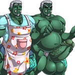 5_fingers apron balls big_balls big_penis black_sclera blue_clothing blue_shirt blue_topwear clothing digit_ring erection fingers genitals green_body green_skin grey_hair hair huge_balls huge_penis jewelry leg_tattoo looking_at_viewer male mature_humanoid mature_male not_furry nude nude_humanoid nude_male penis pubes ring shirt simple_background slightly_chubby slightly_chubby_humanoid slightly_chubby_male solo standing t-shirt tattoo topwear tusks wedding_ring white_background adjatha trials_in_tainted_space horkenn_(tits) humanoid orc thraggen 2024 hi_res story story_in_description