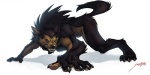 4_toes all_fours angry anthro black_body black_fur black_nose blue_eyes bodily_fluids brown_body brown_fur claws fangs feet fur male quadruped saliva simple_background solo tail teeth toes white_background solidasp canid canine canis mammal wolf 2008 2:1 signature