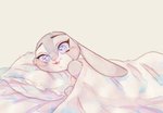 anthro bed cheek_tuft facial_tuft fur furniture grey_body grey_fur on_bed pillow smile solo tuft under_covers strawberry628_(artist) disney zootopia judy_hopps lagomorph leporid mammal rabbit 2020 hi_res painting_(artwork) traditional_media_(artwork) traditional_painting_(artwork) traditional_watercolor_(artwork) watercolor_(artwork)