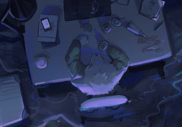 anthro biped dark_lighting drinking fur high-angle_view male slim_anthro slim_male solo white_body white_fur itooku itooku_(character) canid canine canis mammal wolf 2022 hi_res