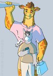 anthro bump clothed clothing duo fur hair male male/male simple_background smile train vehicle nsfwgiraffe red_wood asinus donkey equid equine giraffe giraffid humanoid mammal hi_res