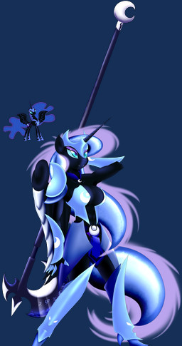 abs anthro anthrofied armor axe biped black_body black_feathers blue_eyes blue_hair breasts cleavage clothed clothing crown eyeshadow fangs fantasy_weapon feathered_wings feathers female feral footwear gauntlets gloves glowing greataxe greaves hair handwear headgear helmet high_heels horn jewelry makeup melee_weapon muscular muscular_anthro muscular_female necklace pupils shoes simple_background slit_pupils solo sparkles standing teeth transparent_background unconvincing_armor weapon wings blueondrive friendship_is_magic hasbro my_little_pony mythology nightmare_moon_(mlp) equid equine mammal mythological_creature mythological_equine winged_unicorn 2014 absurd_res alpha_channel hi_res