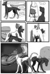 2014 all_fours animal_genitalia anus ass_to_ass backsack balls bodily_fluids butt canid canine canis comic cum cum_in_uterus cum_inside dialogue doggystyle domestic_dog duo_focus ejaculation english_text erection female feral forced from_behind_position fur genital_fluids genitals greyscale group hi_res human internal knot knotting magic male male/female male_penetrating mammal monochrome nighjilax nipples nude penetration penis profanity rape restrained reverse_doggystyle sex text tongue uterus vaginal vaginal_knotting vaginal_penetration