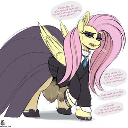 alternative_fashion big_teats black_eyeshadow clothed clothed_female clothed_feral clothing cravat crotch_breasts dialogue dress eyelashes eyeshadow female feral fur goth hair hooves looking_at_viewer makeup nipple_piercing nipples piercing pink_hair quadruped solo speech_bubble teats text wings yellow_body yellow_fur pyroxtra friendship_is_magic hasbro my_little_pony mythology fluttergoth fluttershy_(mlp) equid equine horse mammal mythological_creature mythological_equine pegasus pony 1:1 2025 absurd_res english_text hi_res