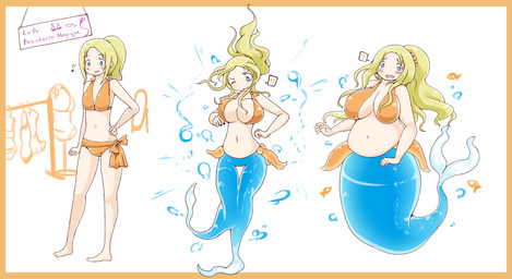 base_one_layout basic_sequence big_breasts blonde_hair blue_eyes blush breast_expansion breasts clothing clothing_store exclamation_point expansion female hair human_to_humanoid linear_sequence musical_note musical_symbol one_eye_closed one_row_layout open_mouth ponytail question_mark slightly_chubby solo species_transformation split_form store surprised swimwear symbol three_frame_image three_frame_sequence transformation transformation_sequence weight_gain izumi_(artist) aquatic human humanoid mammal merfolk 2015 sequence