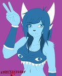 anthro blue_body blue_eyes blue_hair blue_skin female hair horn solo spike_the_furry geometry_dash clubette demon mammal hi_res