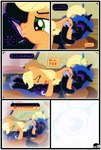 69_position absurd_res anus applejack_(mlp) base_three_layout blockage_(layout) blonde_hair blue_eyes blue_hair bodily_fluids clitoral clitoral_sucking clitoris close-up clothing comic cosmic_hair cowboy_hat cunnilingus cutie_mark dialogue duo earth_pony english_text equid equine ethereal_hair eyes_closed feathered_wings feathers female female/female feral feral_on_feral five_frame_image freckles friendship_is_magic genital_fluids genitals green_eyes gutovi-kun hair hasbro hat headgear headwear hi_res horizontal_blockage horn horn_fetish horn_play horn_sex hornjob horse lying magic mammal mutual_cunnilingus my_little_pony mythological_creature mythological_equine mythology nightmare_moon_(mlp) on_back oral pony pussy sex text three_row_layout vaginal vaginal_fluids wing_boner winged_unicorn wings
