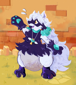 ageplay anthro clothed clothing diaper diaper_only feces fur grass hair long_hair male orange_eyes outside pacifier_necklace plant purple_body purple_fur roleplay short short_male simple_background soiled_diaper soiling solo standing topless unclean_diaper used_diaper wearing_diaper white_body white_fur hammockcowboy nintendo pokemon winter_(thewinterriolu) generation_4_pokemon pokemon_(species) riolu hi_res