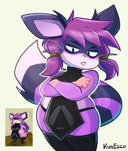 anthro asian_clothing big_tail black_clothing black_dress breasts buckteeth chinese_clothing chinese_dress clothing crossed_arms dress east_asian_clothing female fur hair legwear looking_at_viewer markings narrowed_eyes panties pigtails purple_body purple_fur purple_hair shortstack shortstack_female simple_background solo standing striped_markings striped_tail stripes tail tail_markings teeth thick_thighs thigh_highs underwear whiskers white_background wide_hips kunesco atlyss fan_character chang_(atlyss) mammal rodent 2026 digital_drawing_(artwork) digital_media_(artwork) portrait reference_image signature three-quarter_portrait