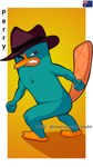 angry anthro australia australian australian_flag beak beaver_tail brown_eyes chest_fur clothing fedora feet fighting_pose fist fur gums_showing hat headgear headwear logo male nationality orange_feet orange_tail pose solo tail teal_body teal_fur teeth text awesomemazda04 disney phineas_and_ferb perry_the_platypus mammal monotreme platypus 9:16 absurd_res hi_res watermark