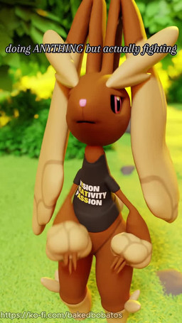 brown_body brown_fur clothing floppy_ears forest fur humor lop_ears nature outside plant pose shirt shitpost simple_background solo topwear tree bakedbobatos nintendo pokemon generation_4_pokemon lagomorph leporid lopunny mammal pokemon_(species) rabbit 3d_(artwork) 3d_animation animated blender_(artwork) blender_cycles_(artwork) digital_media_(artwork) meme shaded short_playtime simple_shading sound video