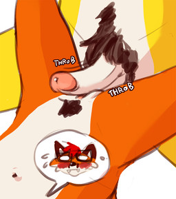 anthro blush blushing_profusely female fur genitals humanoid_genitalia humanoid_penis male male/female orange_body orange_fur penis pubes rubbing teasing throbbing throbbing_penis vulva yellow_body yellow_fur skankfox canid canine fox mammal