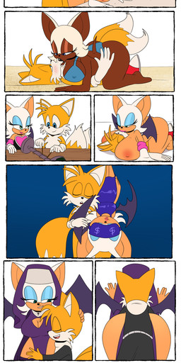 age_difference anthro dark_body dark_skin duo female kiss_mark lipstick makeup male male/female nun older_female younger_male 4chan_anon sega sonic_the_hedgehog_(series) miles_prower rouge_the_bat bat canid canine fox mammal absurd_res hi_res multiple_images