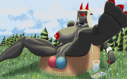 anthro balls big_breasts breasts forest genitals gynomorph intersex nipple_piercing nipples nude penis piercing plant sky solo summer tree delzagate mythology dragon mythological_creature mythological_scalie scalie 16:10 absurd_res hi_res widescreen