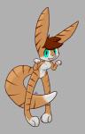 ambiguous_gender anthro brown_hair featureless_crotch fur hair nude open_mouth solo stripes tan_body tan_fur teal_eyes cake_(artist) brian_pemberdin_(character) domestic_cat felid feline felis hybrid lagomorph leporid mammal rabbit absurd_res hi_res