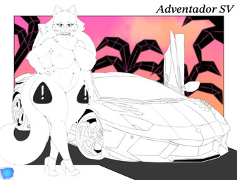 anthro big_breasts big_butt breasts butt car clothing female footwear genitals high_heels nipples nude nude_anthro nude_female shoes solo thick_thighs vehicle vulva wide_hips darkandlife2 lamborghini lamborghini_aventador derpy_(derpynature) domestic_cat felid feline felis mammal hi_res line_art