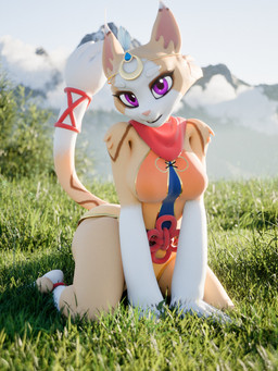anthro barefoot breasts clothed clothing day feet female light plantigrade purple_eyes solo sunlight tail white_body rileyfoxxo unuxory_(modeler) the_great_warrior_wall xi_yue_(tgww) domestic_cat felid feline felis mammal 3:4 3d_(artwork) absurd_res digital_media_(artwork) hi_res