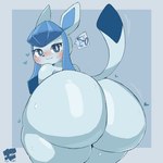 anthro big_butt biped blush butt huge_butt looking_at_viewer looking_back looking_back_at_viewer male nude rear_view simple_background smile solo thick_thighs wide_hipped_male wide_hips jimmiezangoo nintendo pokemon eeveelution generation_4_pokemon glaceon pokemon_(species) 1:1 2023 digital_media_(artwork) hi_res