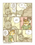 anthro artdecade bed blush clothing comic dialogue do_not_distribute drunk english_text eyewear felid feline furniture glasses lagomorph leporid lying lynx male mammal rabbit shirt sound_effects substance_intoxication surprise tank_top text topwear url