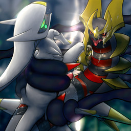 bodily_fluids cum cum_on_face cum_on_self duo feral genital_fluids genitals green_eyes male male/male penis red_eyes saliva sex tentacles tongue tongue_out tohjoma nintendo pokemon arceus generation_4_pokemon giratina legendary_pokemon origin_forme_giratina pokemon_(species) 1:1