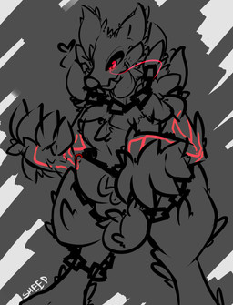 balls erection genitals heart_symbol knot male penis solo badsheep smite fenrir_(smite) canid canine canis deity mammal wolf hi_res source_request