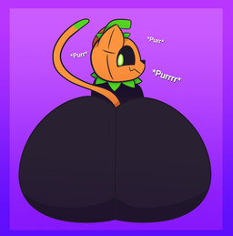 anthro big_butt black_body butt feral food for_a_head fruit huge_butt looking_at_viewer looking_back male male_anthro male_feral nude nude_anthro nude_male plant pumpkin pumpkin_head rear_view simple_background solo text thick_thighs tunemon pumkat domestic_cat elemental_creature felid feline felis flora_fauna food_creature mammal object_head 2025 digital_media_(artwork) english_text hi_res