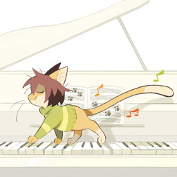 :3 alternate_species ambiguous_gender bottomless brown_hair clothed clothed_feral clothing digitigrade dipstick_tail eyes_closed feral feralized fur furrification grand_piano hair keyboard_instrument leg_markings markings multicolored_body multicolored_fur musical_instrument musical_note musical_symbol piano playing_music playing_piano pose quadruped sheet_music shirt side_view simple_background smile socks_(marking) solo symbol tail tail_markings tan_body tan_fur topwear two_tone_body two_tone_fur whiskers white_background yellow_body yellow_fur ache13337003 deltarune undertale_(series) kris_dreemurr domestic_cat felid feline felis mammal 2025 digital_drawing_(artwork) digital_media_(artwork) full-length_portrait hi_res portrait shaded simple_shading