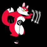1:1 3_fingers 3_toes alpha_channel anonymous_artist antifa black_nose claws countershading digitigrade dipstick_tail feet fingers fur markings politics red_body red_fur solo tail tail_markings three_arrows_(symbol) tifa_(antifa_furs) toes yellow_eyes