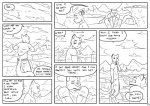 anthro ask_blog canid canine comic desert dialogue digital_drawing_(artwork) digital_media_(artwork) domestic_cat duo english_text felid feline felis gamma_(james_howard) james_howard male mammal martin_(james_howard) monochrome muscular outside tail text thief