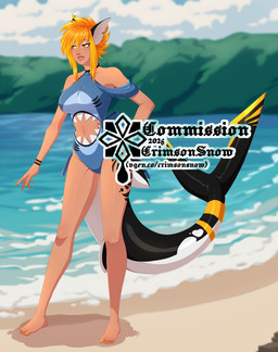 alternative_fashion beach blonde_hair clothing cutout eyeshadow_makeup fashion female hair humanization humanoidized long_nails makeup one-piece_swimsuit punk shark_tail sharkini solo swimwear tail crimsonsnow aquatic fish human humanoid mammal shark hi_res