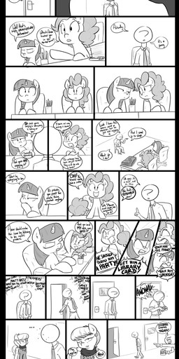 clothed clothing desk dialogue ear_piercing ellipsis female feral furniture group horn humor imminent_rape imminent_sex male necktie pen piercing sexual_harassment table text shoutingisfun friendship_is_magic hasbro my_little_pony mythology anon ms._harshwhinny_(mlp) pinkie_pie_(mlp) twilight_sparkle_(mlp) earth_pony equid equine horse human mammal mythological_creature mythological_equine pony unicorn 2016 absurd_res comic english_text hi_res monochrome