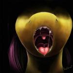 1:1 2014 bodily_fluids creepy equid equine female fluttershy_(mlp) friendship_is_magic fur gaping_mouth hair hasbro horse mammal mouth_shot my_little_pony nightmare_fuel open_mouth palate pink_hair pony ponythroat saliva solo teeth tongue uvula yellow_body yellow_fur