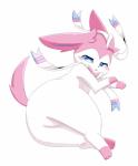 ambiguous_gender blush butt featureless_crotch feral looking_at_viewer lying ribbons simple_background solo white_background sum nintendo pokemon eeveelution generation_6_pokemon pokemon_(species) sylveon absurd_res hi_res