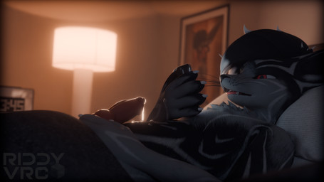 after_orgasm animal_genitalia animal_penis anthro bed bedding bedroom blanket bodily_fluids canine_genitalia canine_penis cum cum_on_belly cum_on_body cum_on_hand cumshot ejaculation electronics furniture genital_fluids genitals knot knotted_penis lamp lying male masturbation penis phone pillow riddyvrc riddy rexouium 16:9 3d_(artwork) absurd_res blender_(artwork) blender_cycles_(artwork) digital_media_(artwork) hi_res widescreen