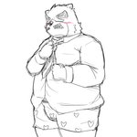 anthro belly blush clothing facial_hair kemono male mustache necktie overweight overweight_anthro overweight_male shirt simple_background solo topwear underwear white_background emufu bear mammal 1:1 2013