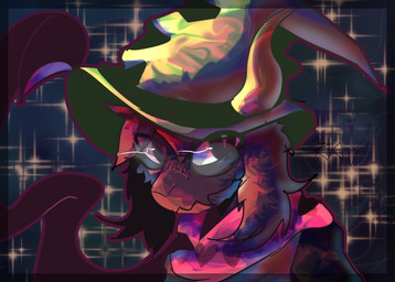 anthro black_body black_fur clothed clothed_anthro clothing floppy_ears fully_clothed fully_clothed_anthro fur green_clothing green_hat green_headwear hat headgear headwear lop_ears male pink_scarf scarf solo wizard_hat cosmic_logem deltarune undertale_(series) ralsei bovid caprine goat mammal bust_portrait hi_res portrait