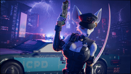 anthro breasts car city cleavage clothed clothing electricity eyelashes female freckled_face freckles gun handgun hat headgear headwear holding_gun holding_handgun holding_object holding_pistol holding_ranged_weapon holding_weapon lightning long_eyelashes night night_city piercing pistol police police_car police_vehicle raining ranged_weapon solo vehicle weapon neumond_art warfaremachine_(modeler) cd_projekt_red cyberpunk_2077 officer_flint_(foresttherotten) 16:9 3d_(artwork) 4k absurd_res blender_(artwork) blender_cycles_(artwork) digital_media_(artwork) hi_res widescreen